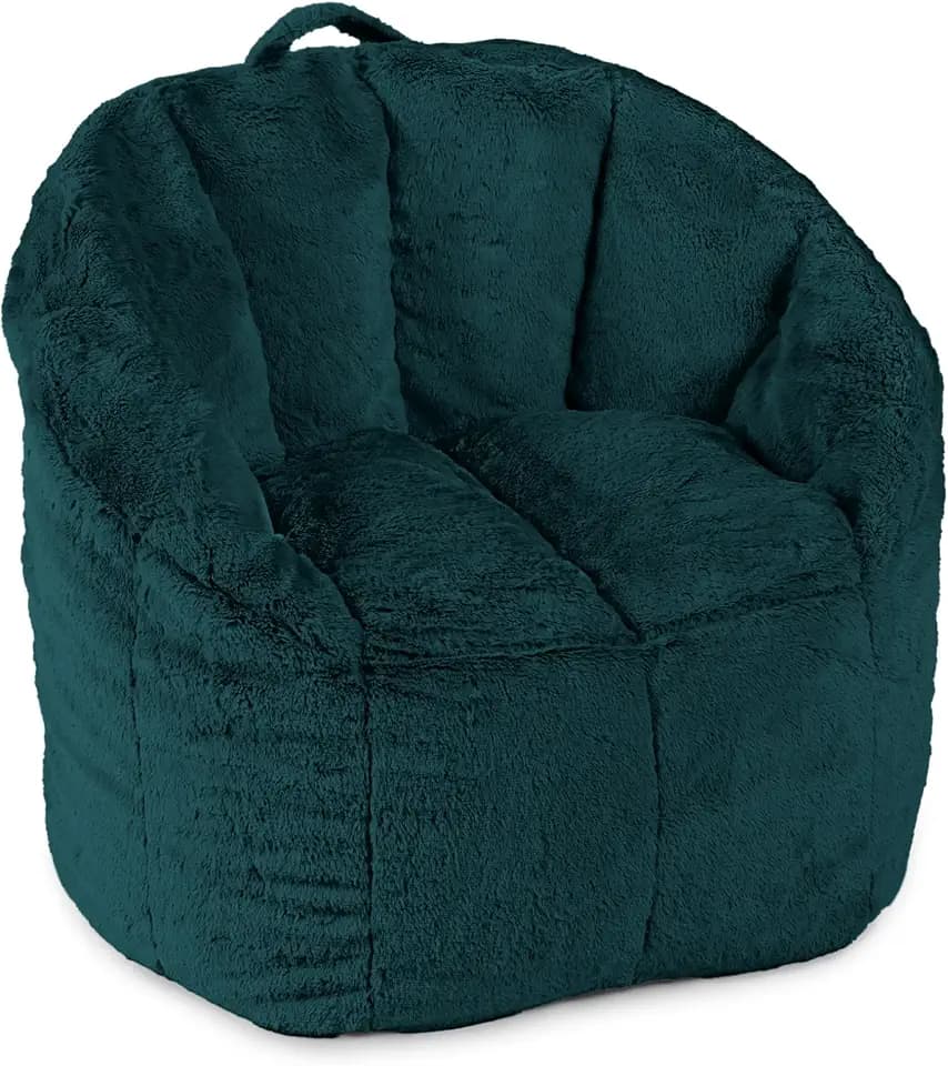 Big Joe Milano Bean Bag Chair for Kids, Teens, Adults, Ultra-Soft Emerald Plushie Polyester Blend, Lightweight Seat for Reading Nook and Gaming, 2.5 Foot Refillable