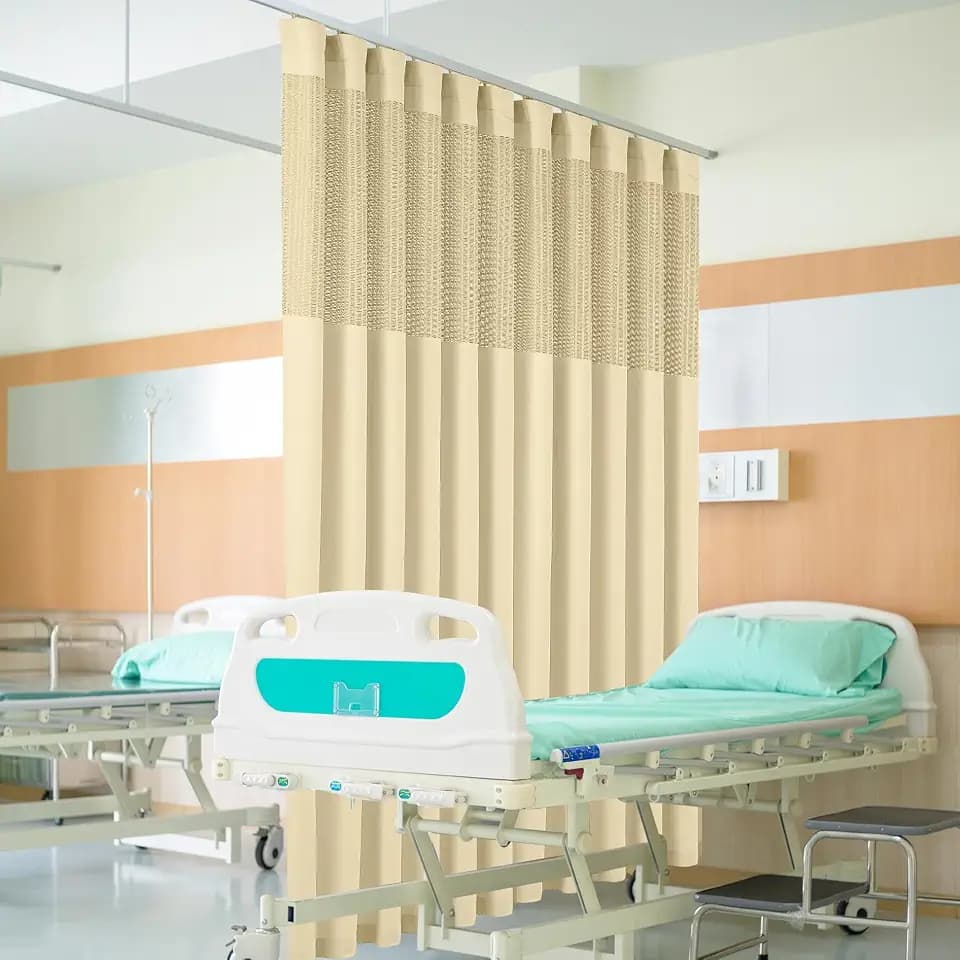 Inherent Flame Retardant Hospital Curtains, Beige, 9X8FT
