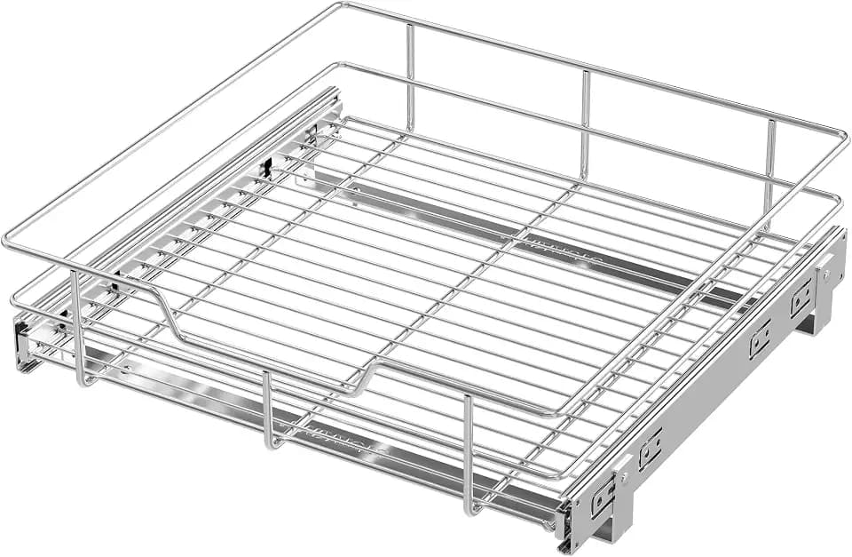 Pull Out Cabinet Organizer 18" W X 17" D, Chromed, Full Slide Out Drawers