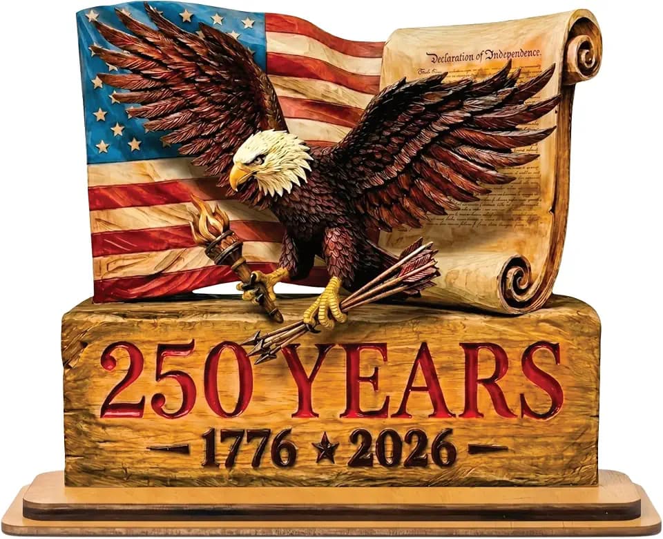 USA 250th Anniversary Wooden Eagle Table Decor