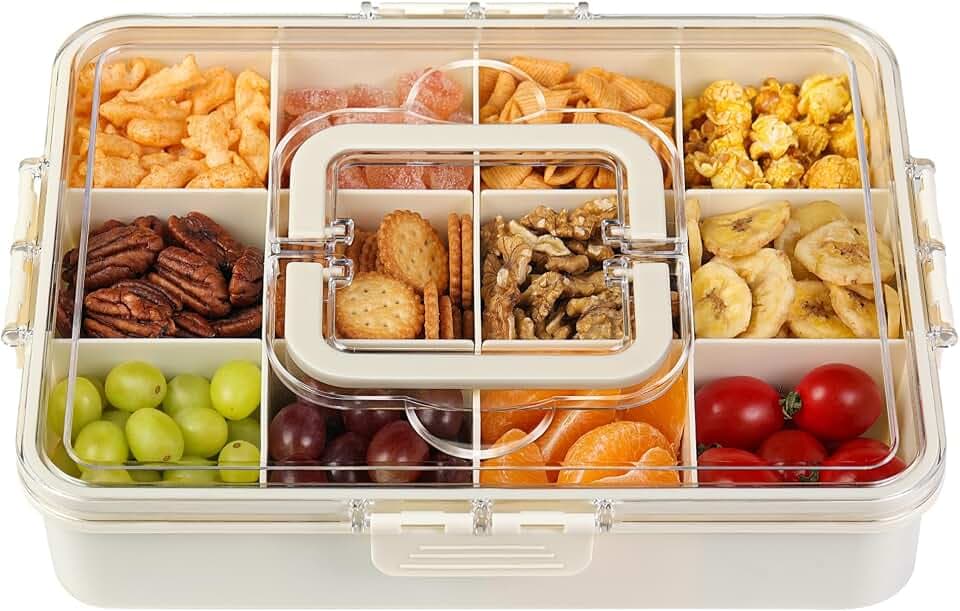 Xyptorix Snackle Box Container for Kids, Adjustable 12 Compartment, White
