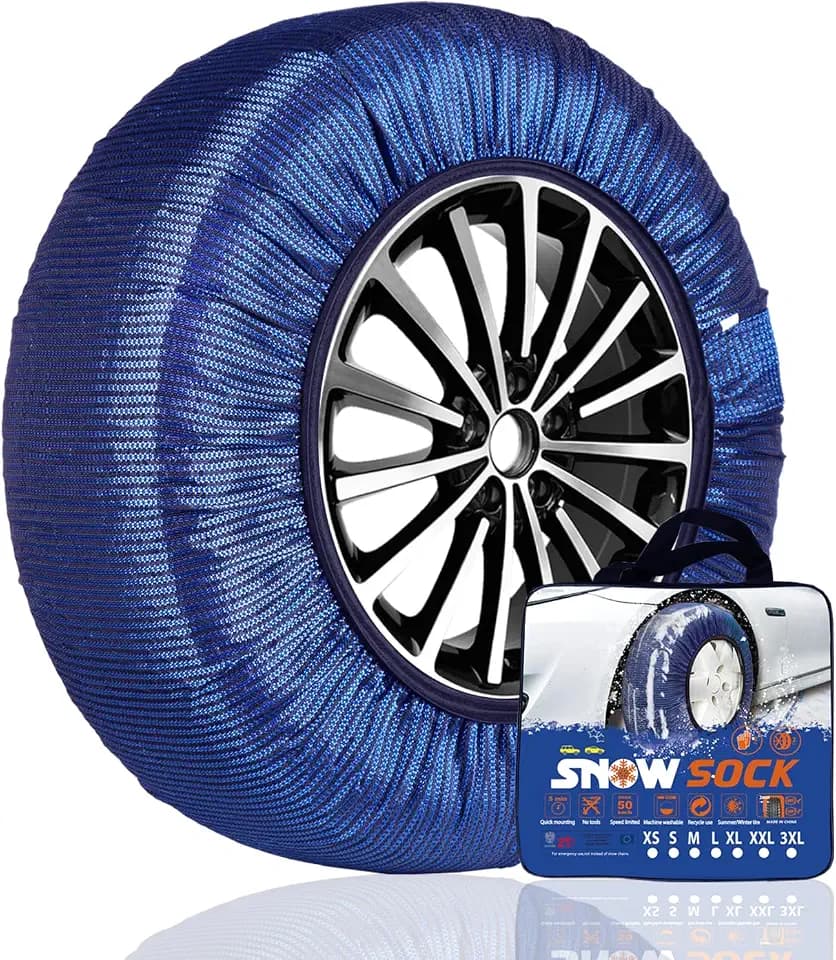 Schneekette Auto Textilschneekette 2 Stück EN 16662-3 Homologiert Reifen Schneekette Washable Schnellmontage (M)