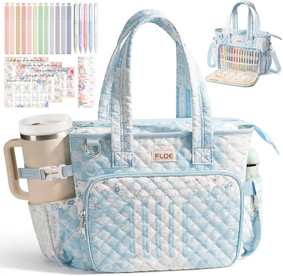 Large Bible Tote Bag for Women Bible Cover Case, Quilted Church Tote Bags