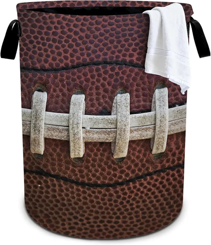 Football Laundry Basket Storage Bin Foldable Laundry Hamper Clothes Storage Bucket Organizer 19.6x15.7 Inch For Laundry Room/Bedroom/Bathroom