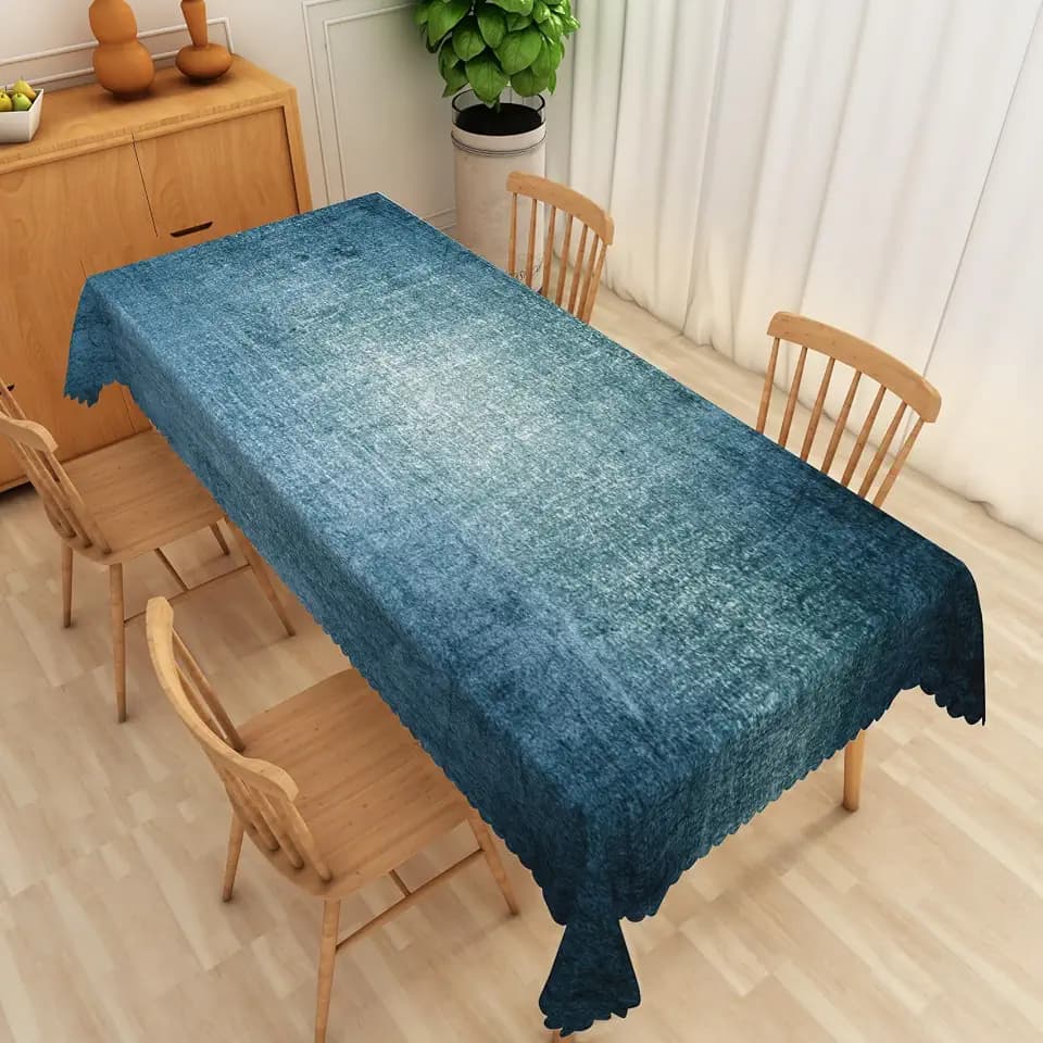 Denim Blue Tablecloth 54x78 Inch Vintage Rustic Blue Fabric Rectangle Table Cloth Polyester Wrinkle and Oil Resistance Washable Table Cover for Cottage Farmhouse Kitchen Dining Room Decor