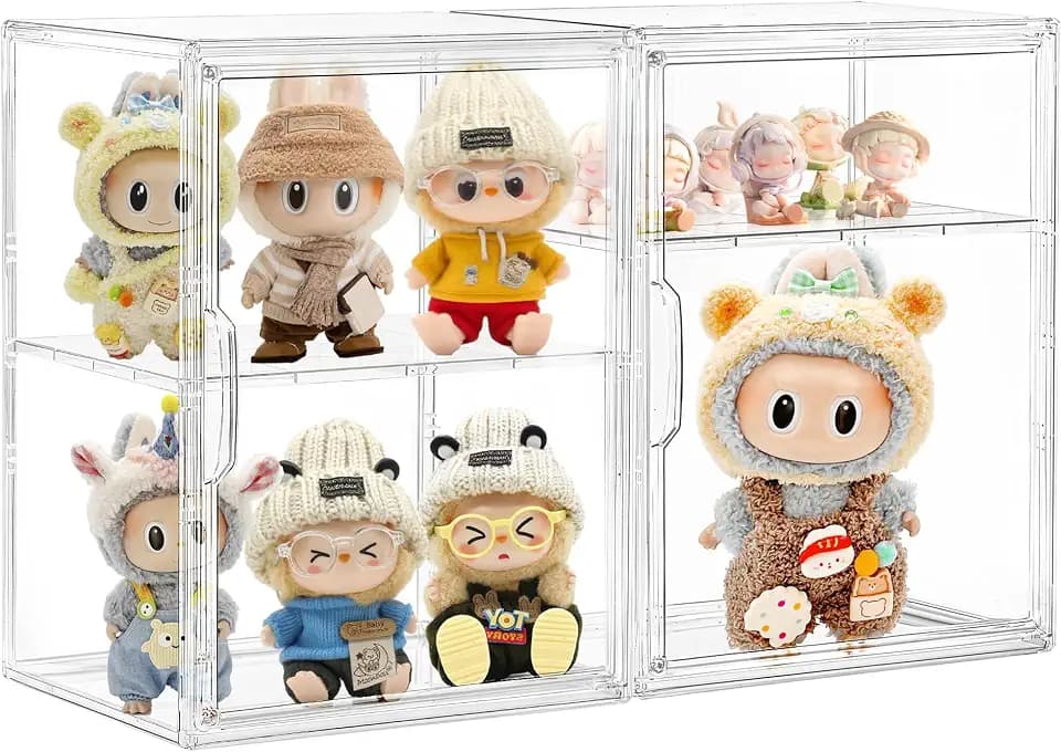 Attelite Acrylic Display Case for Collectibles 3 Adjustable Layers 2Pack