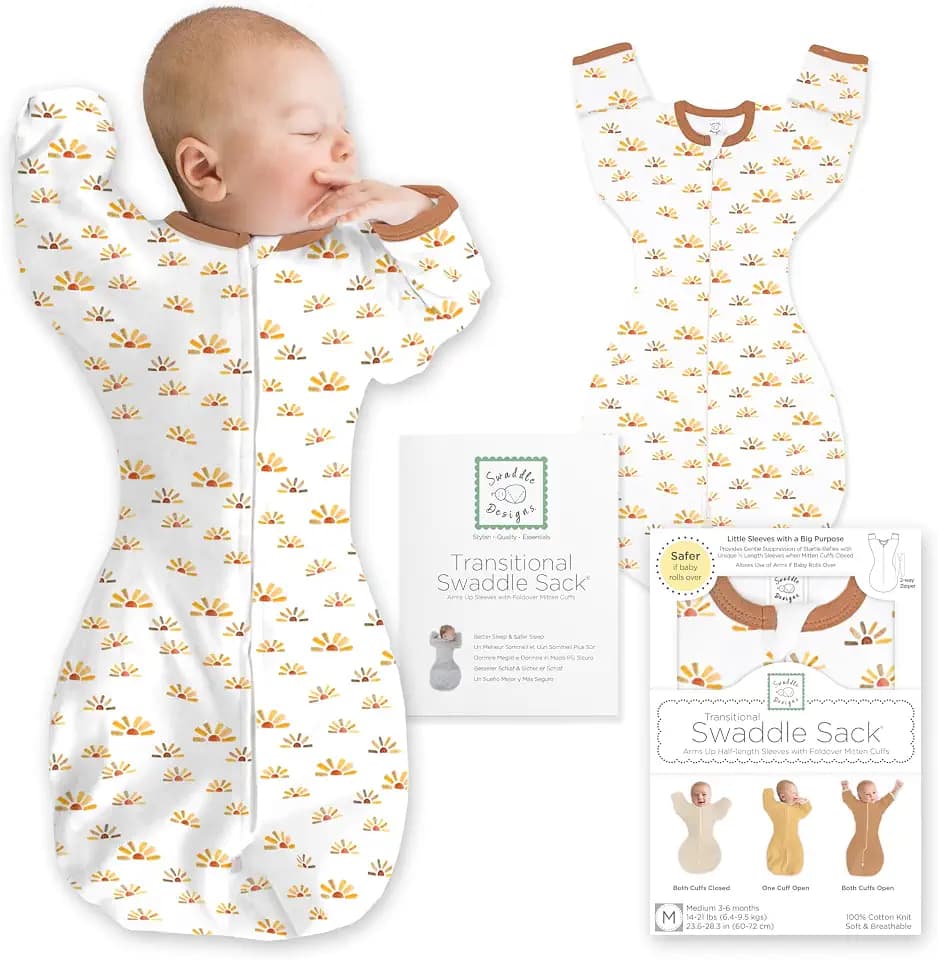 SwaddleDesigns Transitional Swaddle Sack, Watercolor Sunny Days, 0-3mo