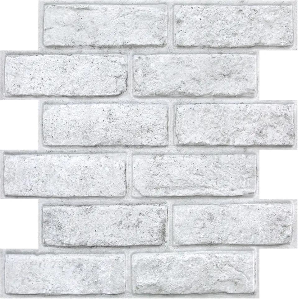 COMSTICKC 3D Faux White Brick Wall Panels Peel and Stick Wall Stickers