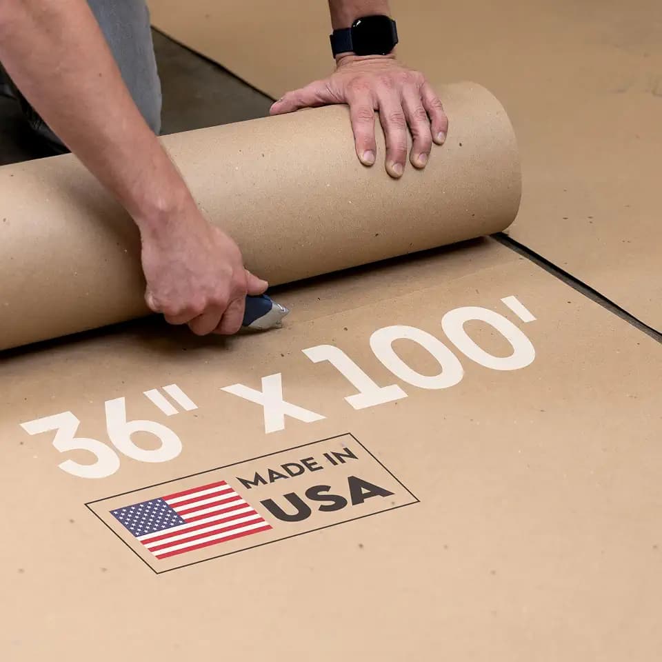 Construction Paper Roll 36" x 1200" (100 feet), 300 Sq.Ft – Extra Thick Floor Covering for Protection (20 mil, 200 lb Thickness) - Contractor Paper for Remodeling & Surface Protection by IDL Packaging