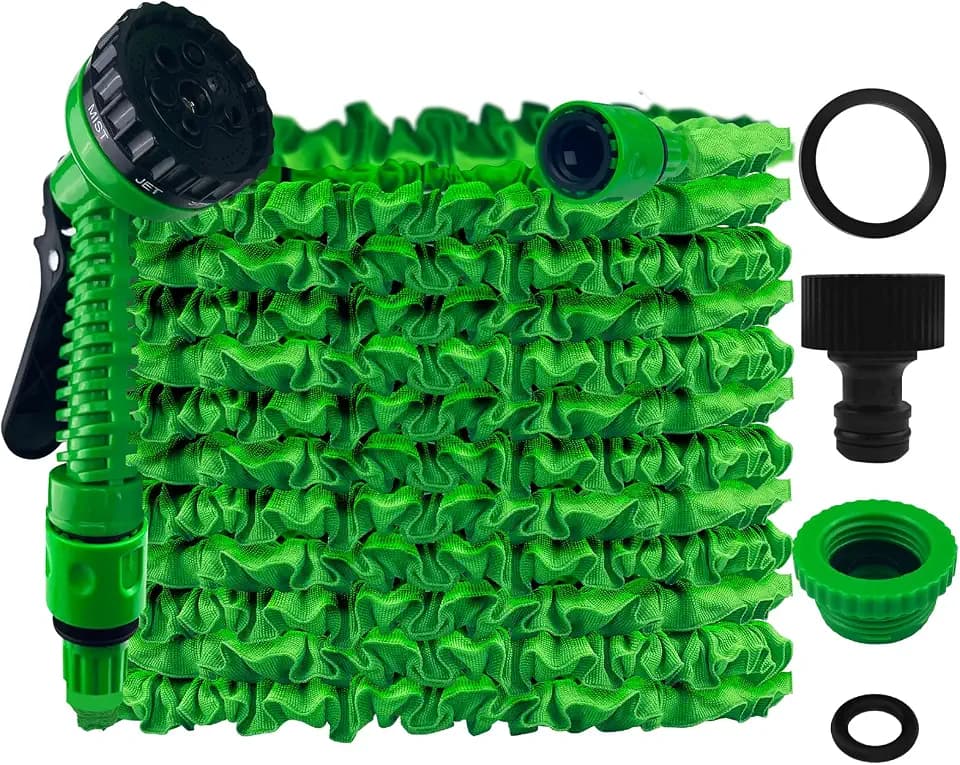 Gartenschlauch Flexibel, 100FT/30M Wasserschlauch Dehnbar Flexibler Schlauch Anschluss mit 7 Funktionen Garten Handbraus für Garten Haustier Autowäsche (Grün)