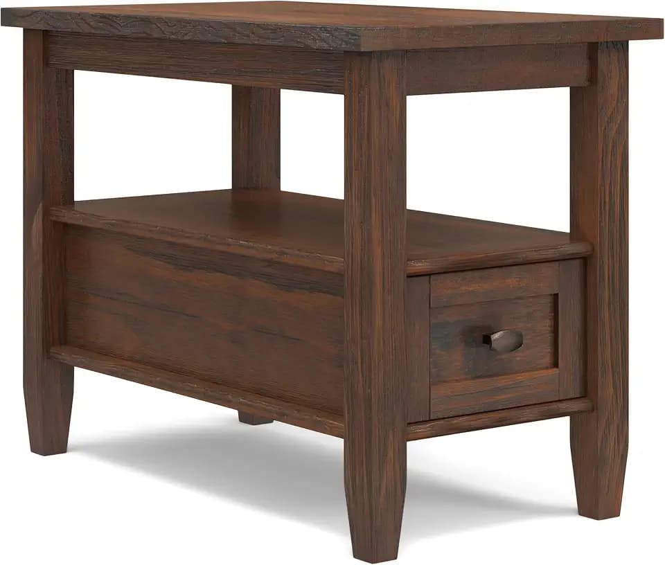 SIMPLIHOME Warm Shaker 14" Wide Solid Wood End Table in Charcoal Brown