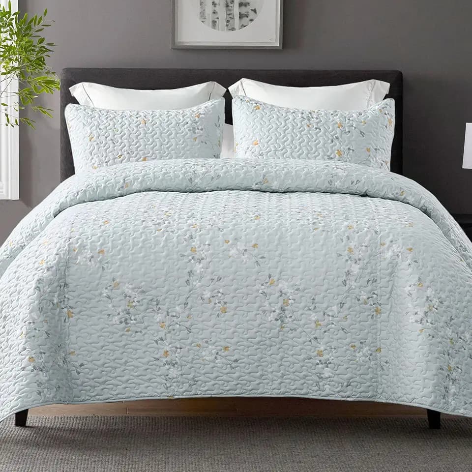 Exclusivo Mezcla Reversible Boho Quilts Queen Size Aqua