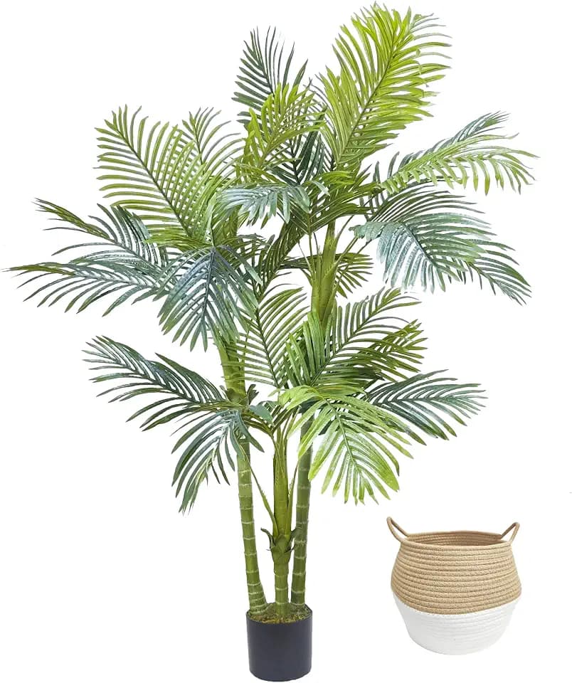 Warmplants Artificial Palm Tree 6ft Fake Plant with Woven Basket