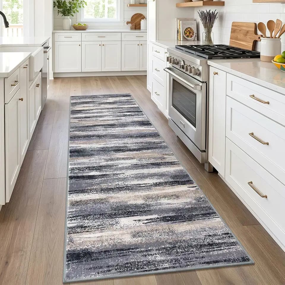 Lansny Abstract Washable Runners for Hallway 2.6x8 Runner Rug Non Slip