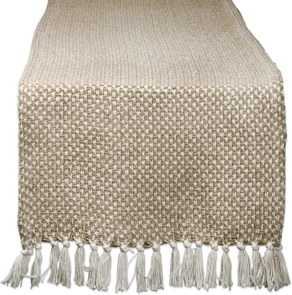 DII Woven Basics Collection 100% Cotton Knit Table Runner, 15x72, Stone