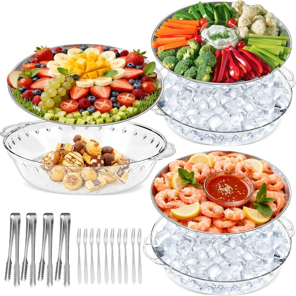 Chilled Serving Trays for Parties, Set of 3, 11.8"