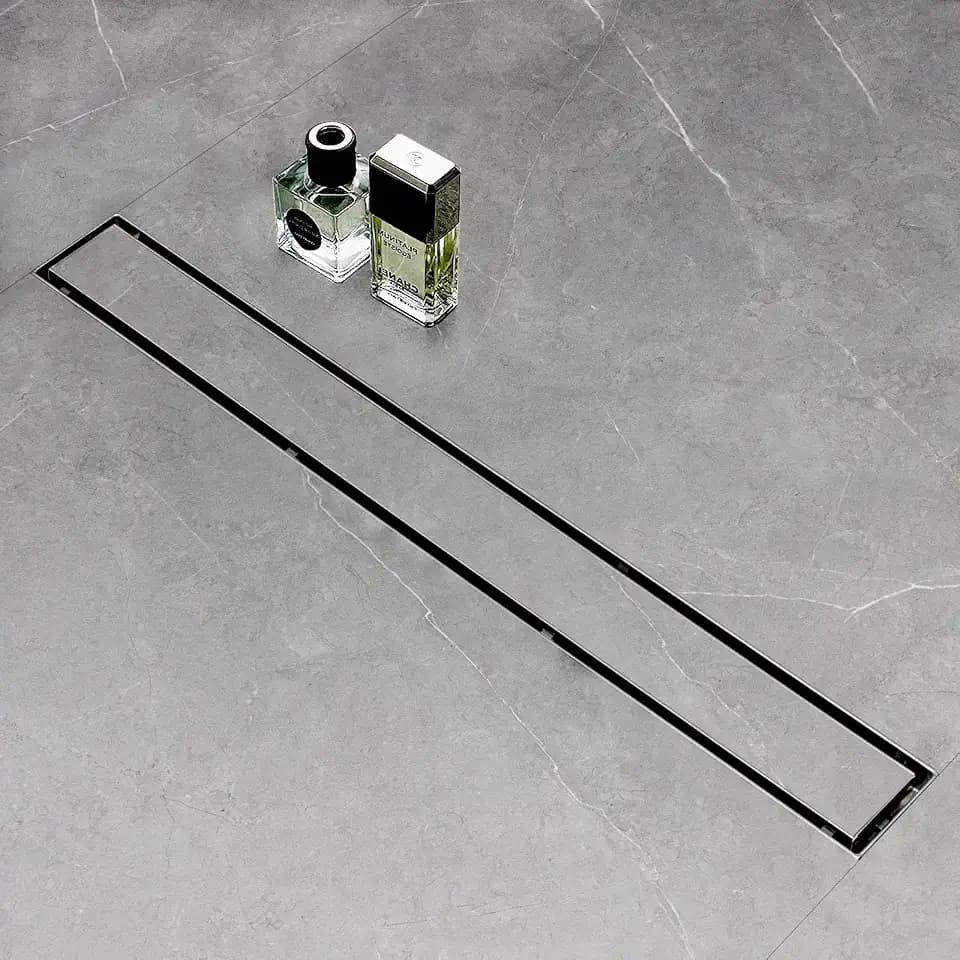 SaniteModar Linear Shower Drain 28 inch Brushed with Tile Insert Panel