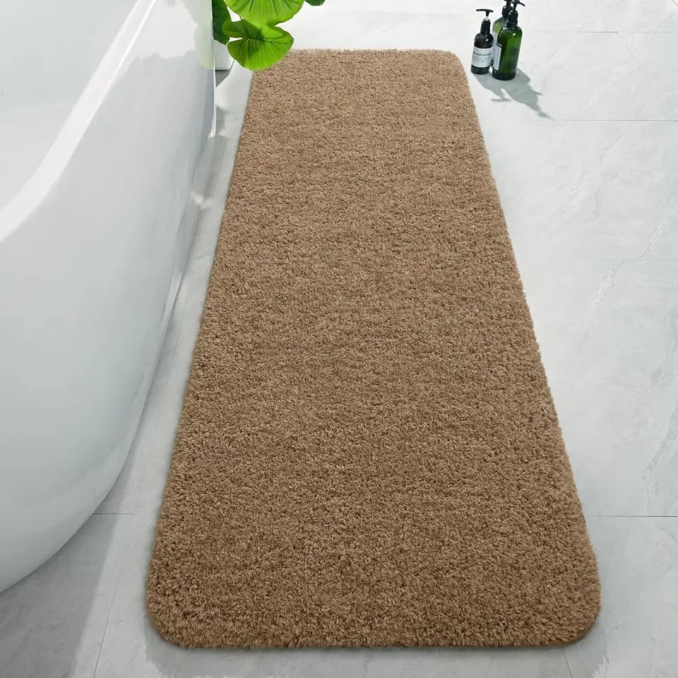 AROGAN Luxury Long Bathroom Runner Rug, Non Slip Bath Mat, 24x72 Inch Brown