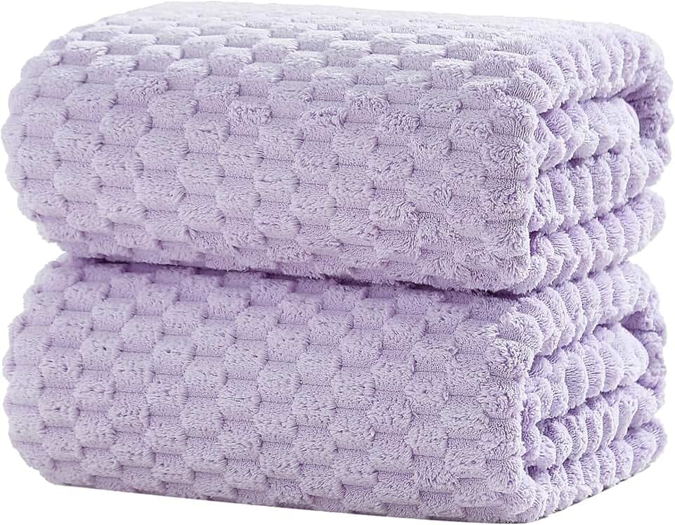 2 Piece Bath Towel Set, 40"x80" Microfiber Towels,Lavender