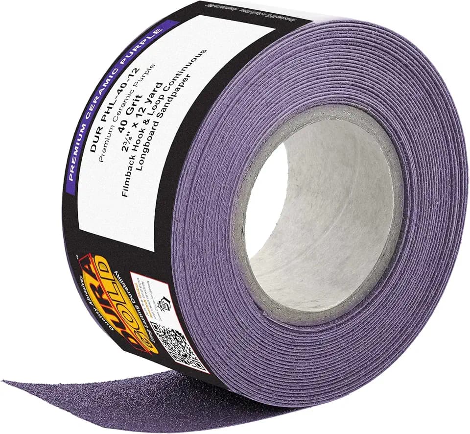 Dura-Gold Premium 40 Grit Purple Film Ceramic Longboard Sandpaper, 2-3/4"