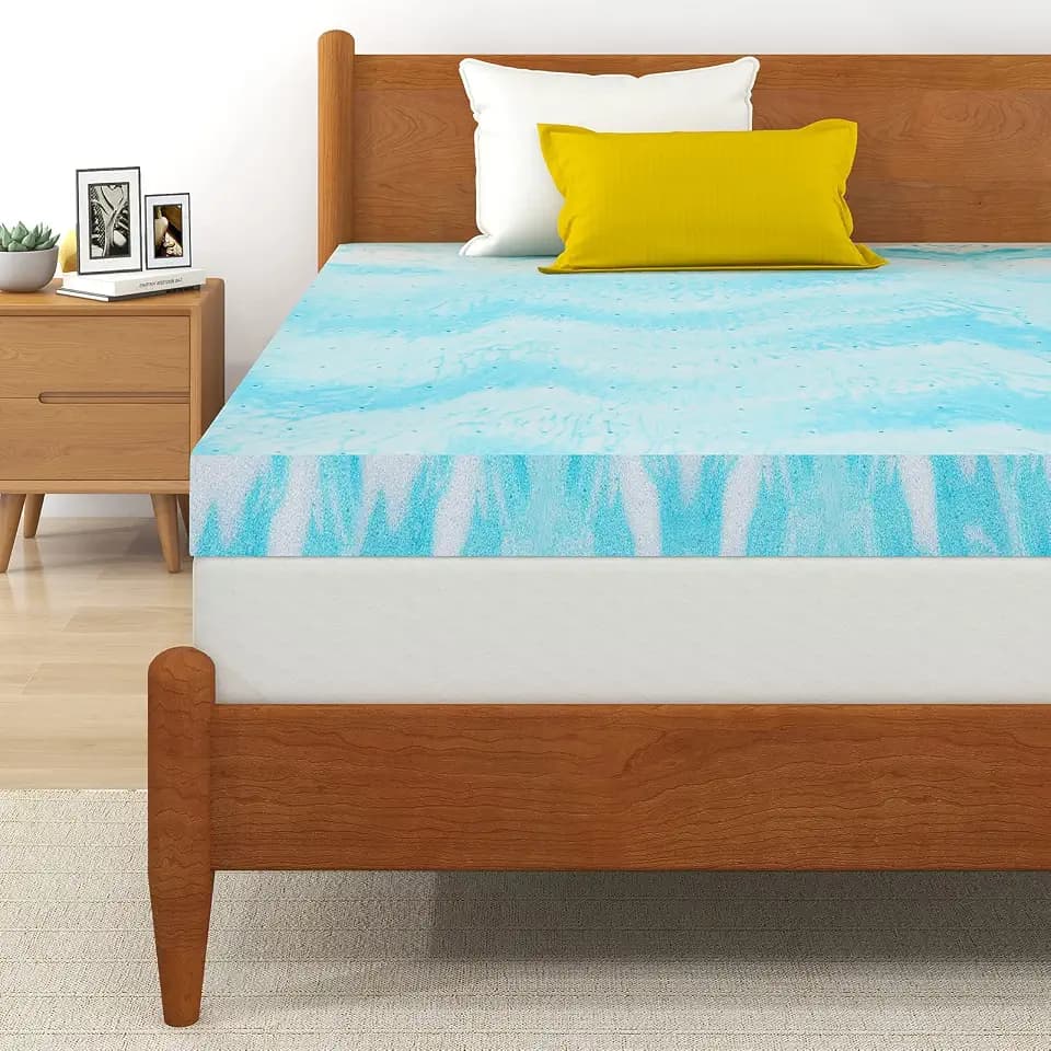 4 Inch Gel Memory Foam Mattress Topper for Twin XL Size Bed, Blue