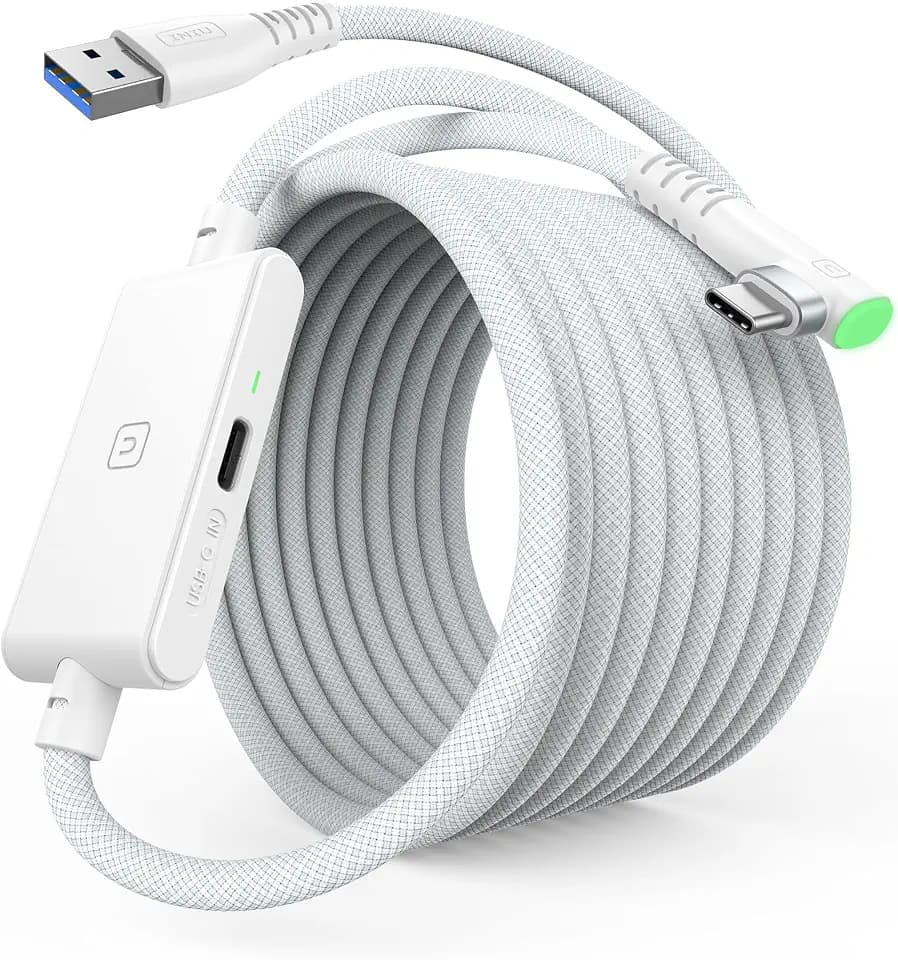 INIU Link Kabel mit Ladeanschluss 5m, Kompatibel mit Oculus Meta Quest 3s, Quest 3 2 1 Quest Pro und Pico 4, PC Steam VR Zubehör, High Speed 2.5Gbs USB C Datenkabel PC zu PC für VR Headset Accessories