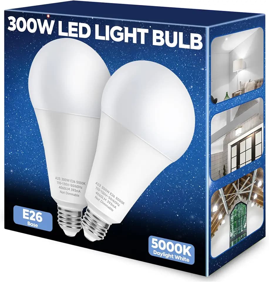 300W Equivalent Super Bright A23 LED Light Bulbs, Cool White 5000K