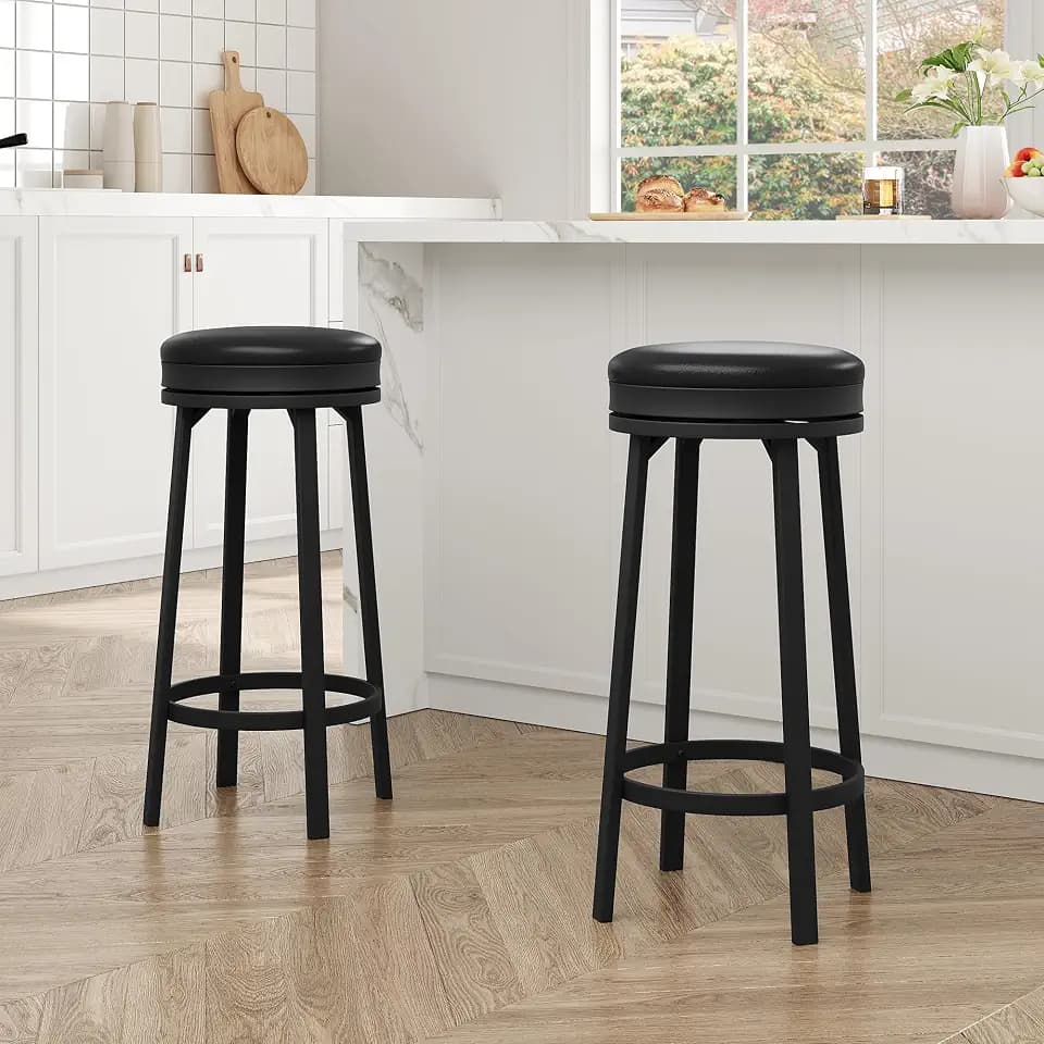 IDEALHOUSE 30'' Swivel Bar Stools Set of 2 with PU Leather Cushion