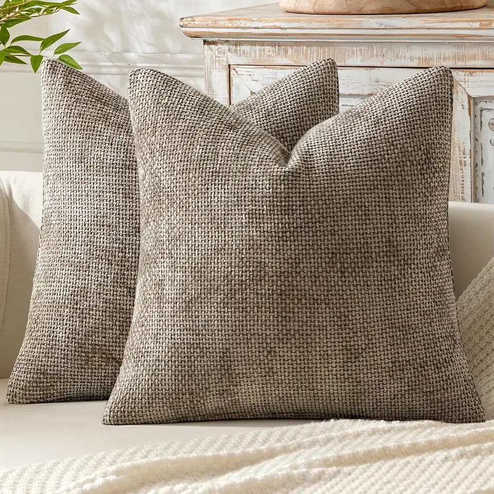 MIULEE Decorative Neutral Khaki Euro Sham Pillow Covers 24x24 Inch 2 Pack
