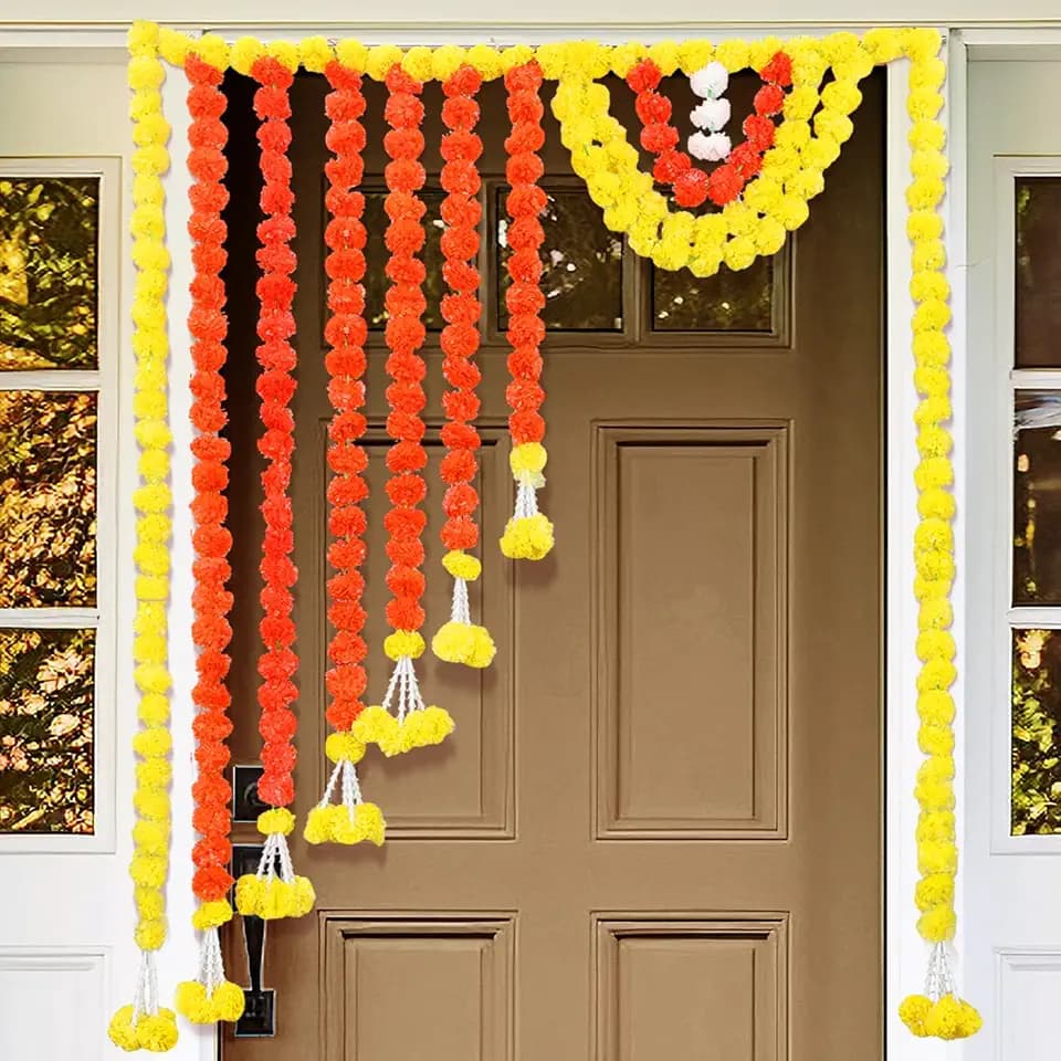 Canlierr 55" Marigold Garland Toran Diwali Decor for Home Pooja Backdrop