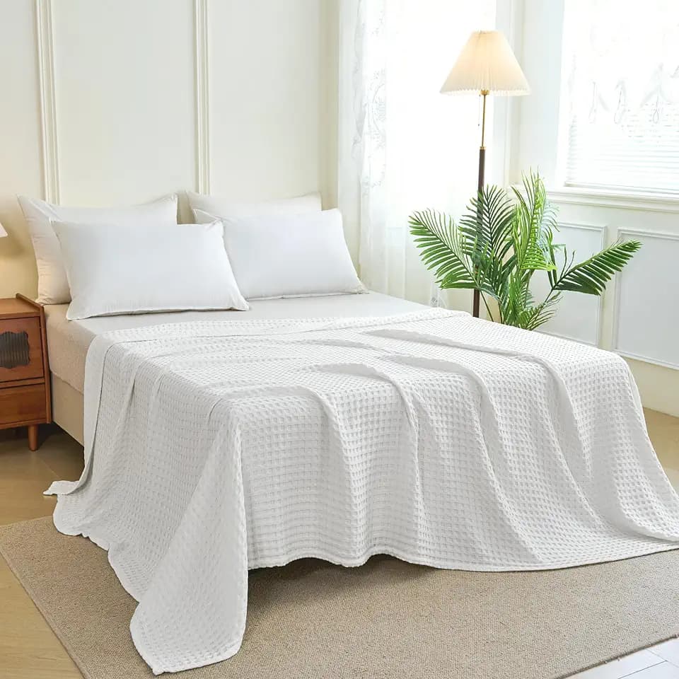Aganear Cooling Blanket King Size,Waffle Weave 90x108 Inches, White