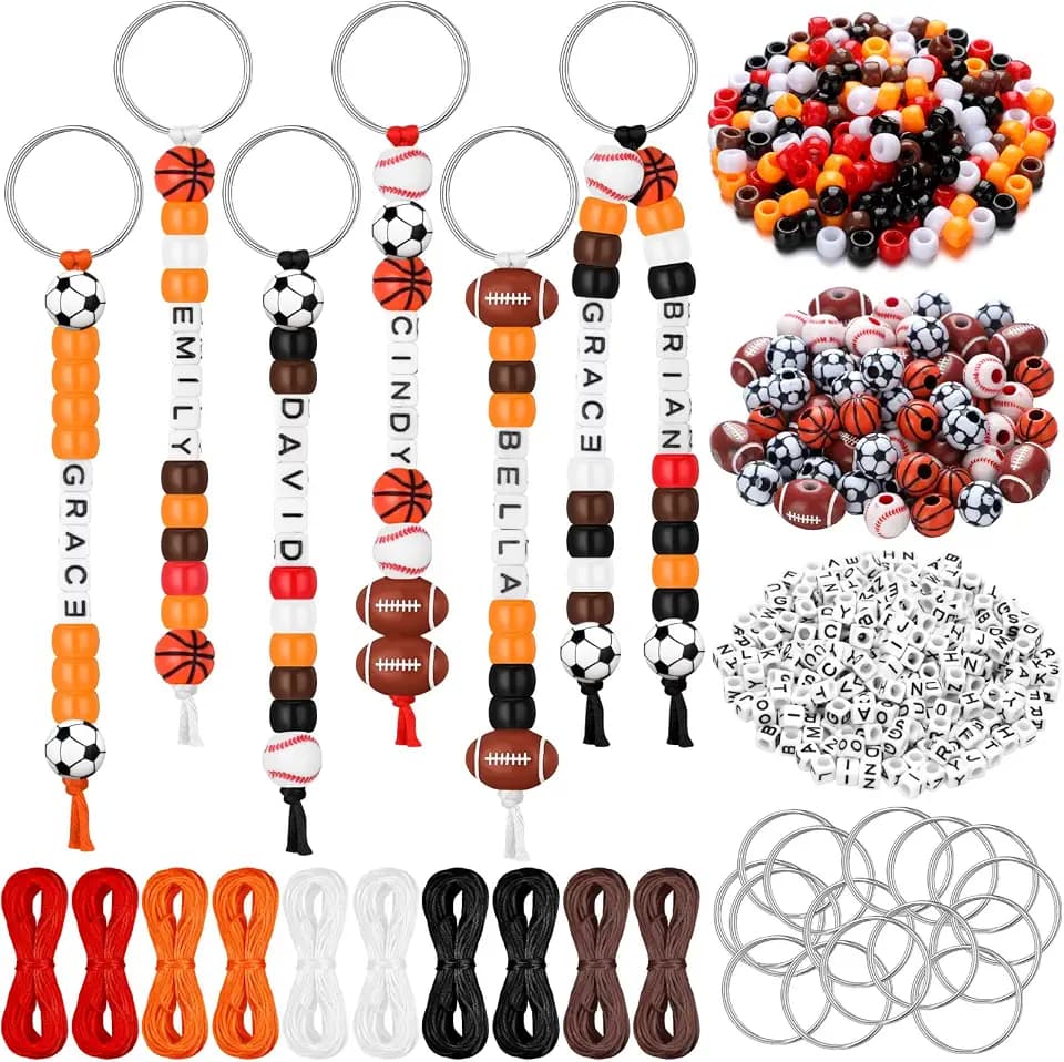 Landical 564 Pcs Sport Keychain Making Kit DIY Name Bead Key Chain Craft