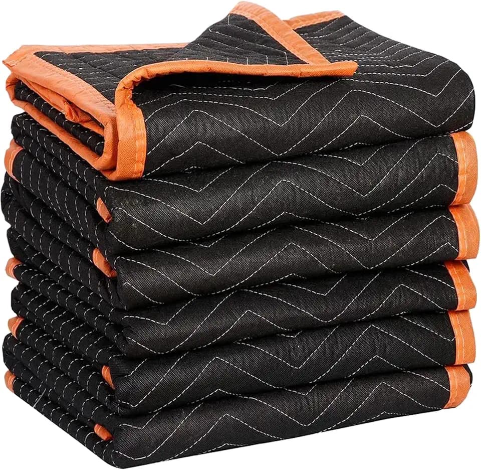Simpli-Magic 79522 Heavy Duty Padded Moving Blankets, Orange/Black, 72” x 80”, 6 Pack