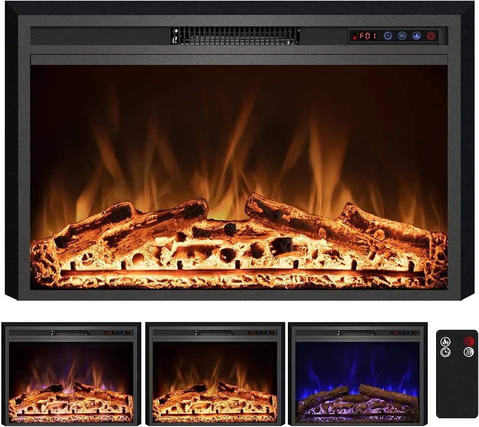 Electric Fireplace, 43" Electric Fireplace Inserts, Recessed Fireplace Heater with Remote Control, Adjustable Flame Colors, Timer&Overheating Protection, 750/1500W