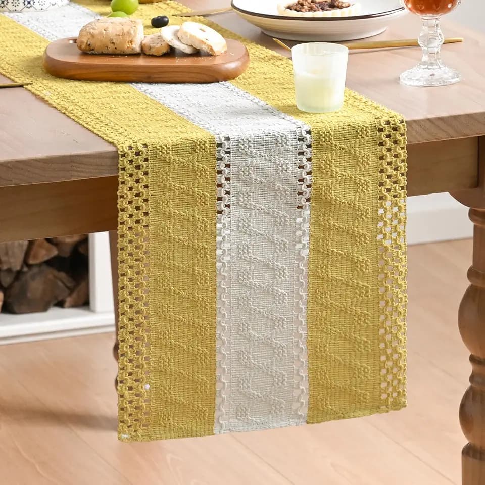 Artoid Mode Yellow Farmhouse Woven Table Runner 12x108 Inch