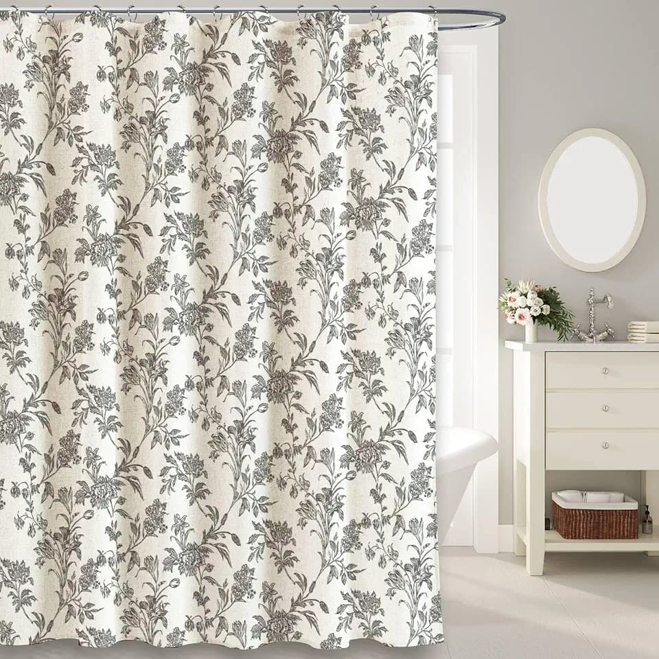 WOUVMA Black Floral Shower Curtain Cottagecore 72" W x 72" L