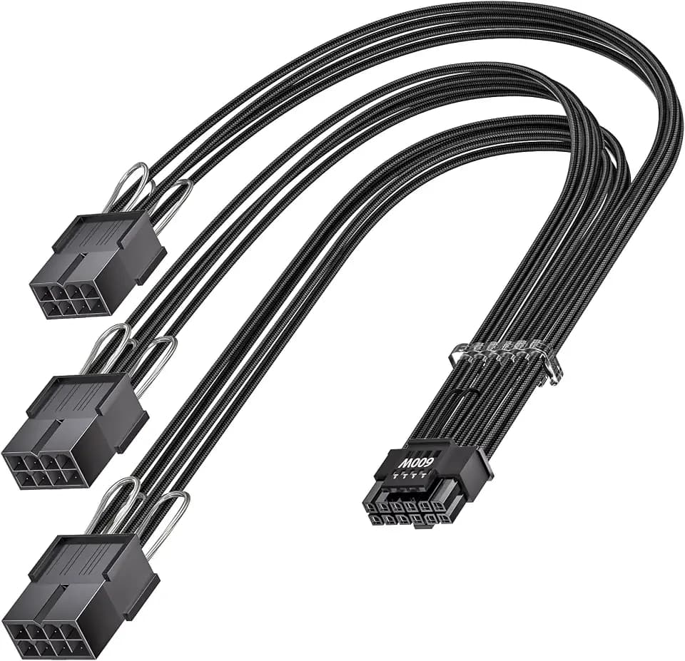 Fasgear PCI-e 5.0 12VHPWR(12V-2x6) Verlängerungskabel 30cm,16pin(12+4) Stecker auf PCI-E 5.0 3x8-polige Buchse,gesleevtes Verlängerungskabel für RTX 3090Ti 4080 4090 4070Ti 5070 5080(Schwarz)