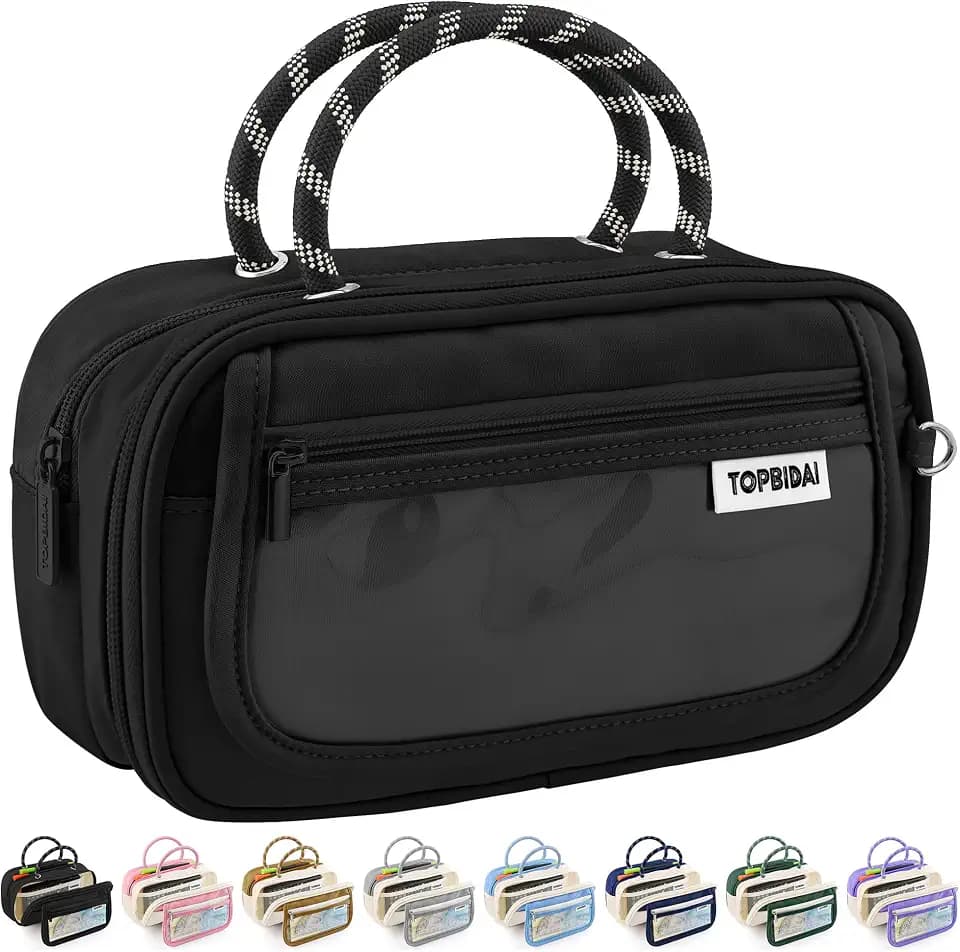TOPBIDAI Large Pencil Case Pouch School Supplies for Girls Boy Women Men