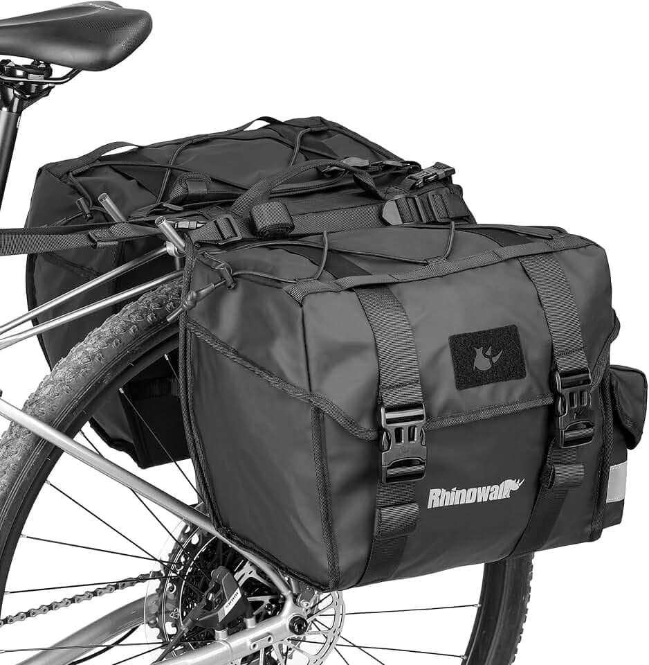 Rhinowalk Bike Pannier Bag Waterproof 40L Large Capacity Bicycle Rear Rack Saddle Bags for Touring, Commuting, Traveling, Heavy Duty with Rain Cover (40L)
