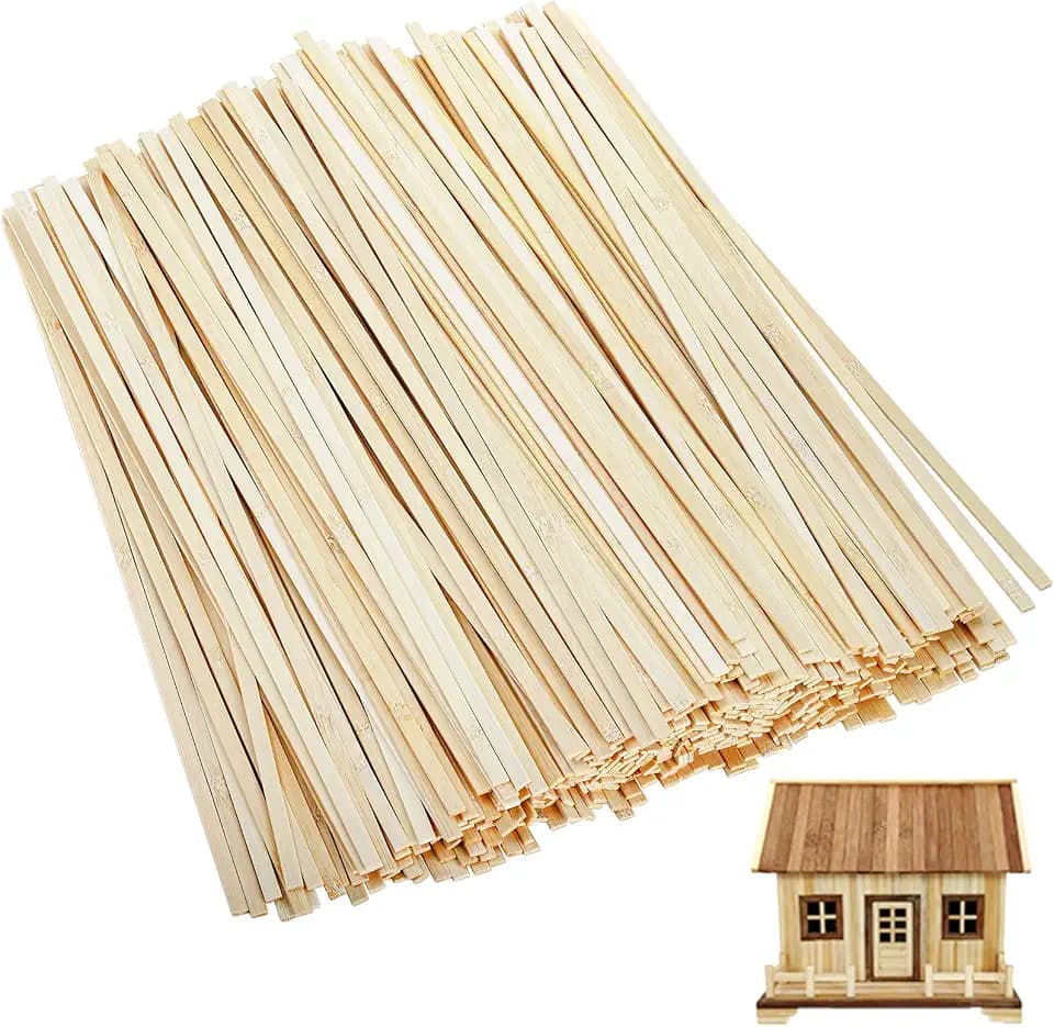 Yarlung 500 Pieces Natural Bamboo Sticks, 15.8 Inch Long Square Craft Sticks for Arts Projects, Wood Crafting