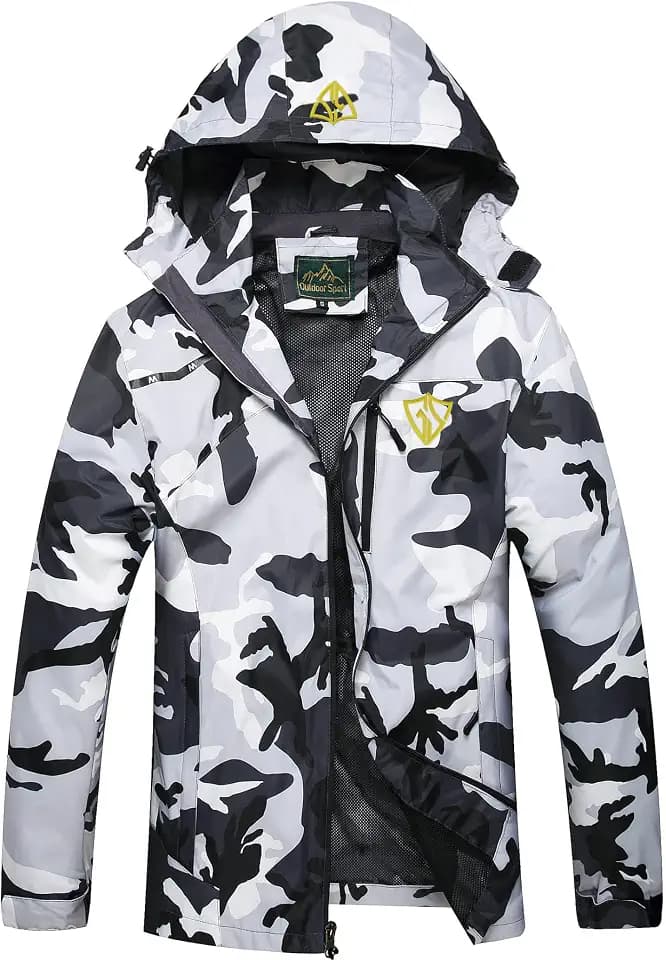 GIISAM Mens Windproof Jacket Waterproof Lightweight Mountain Sport Jacket for Men Hooded Windbreaker Raincoat