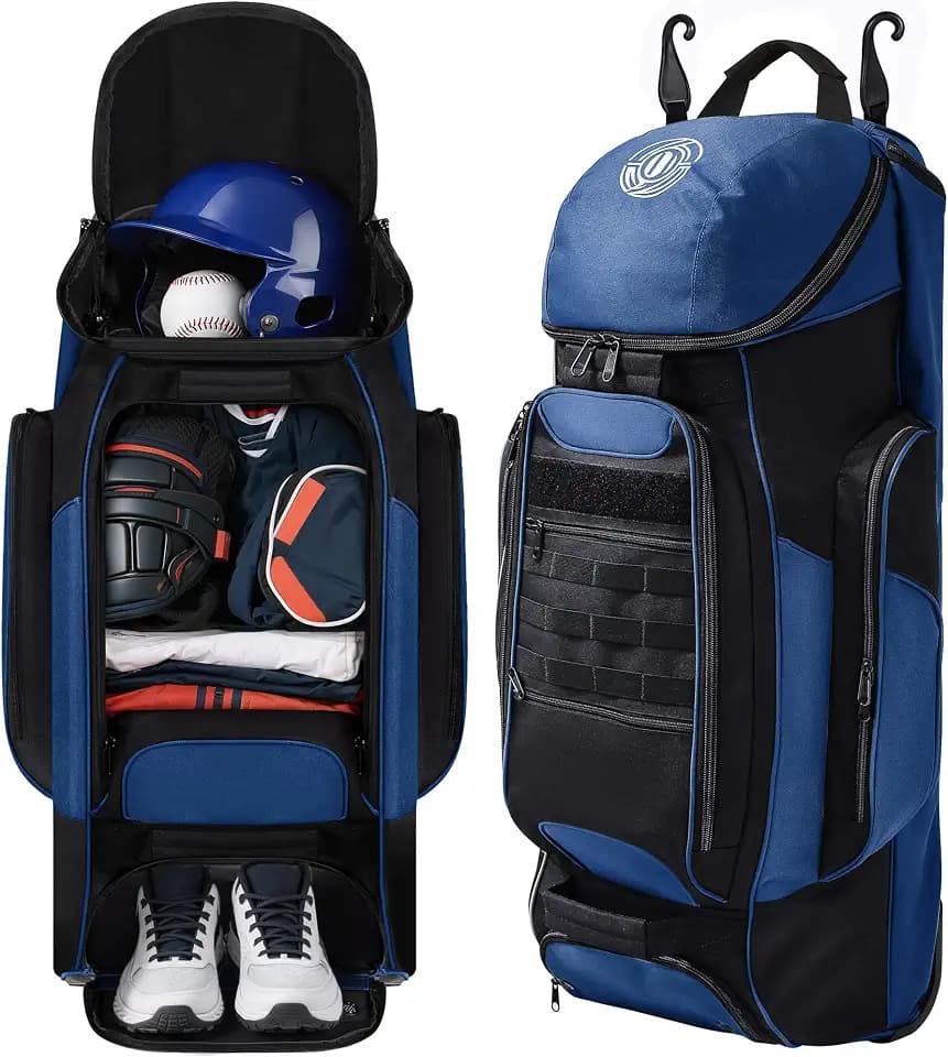 Catchers Gear Bag with Wheels, 99L Rolling Baseball Bag