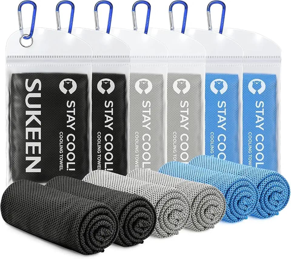 Sukeen Cooling Towels (40"x12") 6 Pack, Neck Cold Towels for Hot Weather