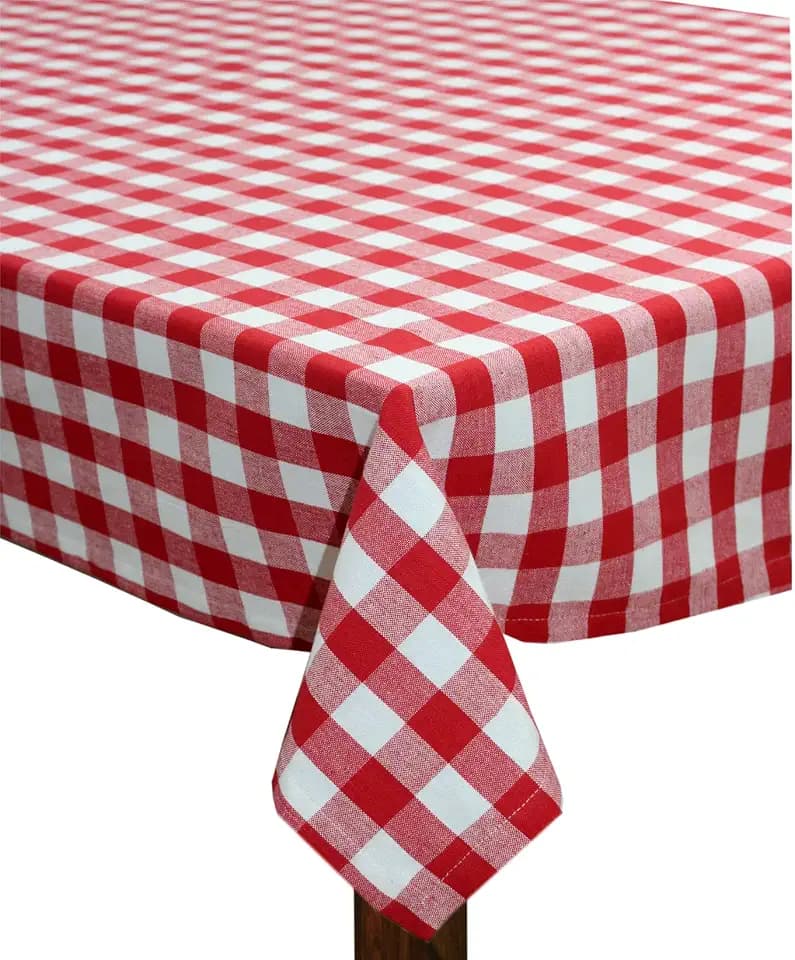 COTTON CRAFT Countryside Gingham Plaid Tablecloth - 100% Cotton Table Cover