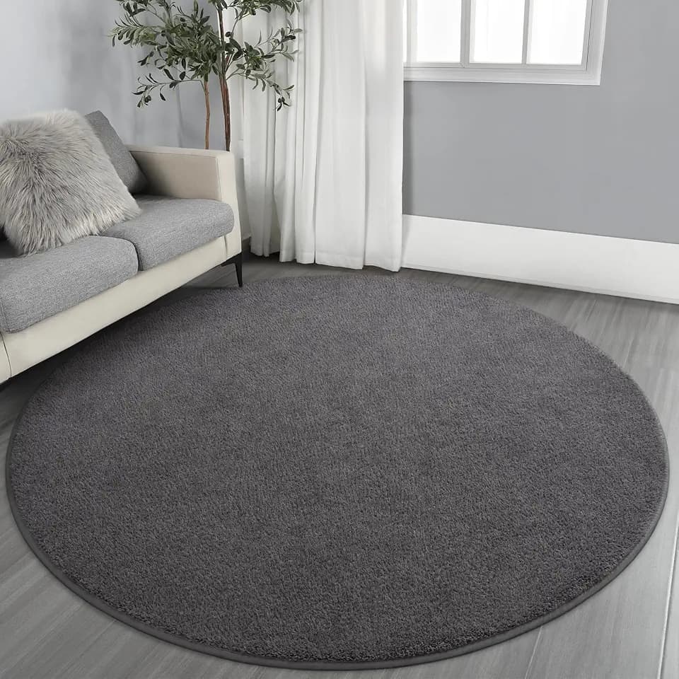 Gifeas Soft Round Area Rugs for Living Room Bedroom, 7x7 Feet Dark Grey
