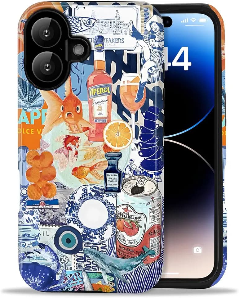 for iPhone 16 Plus Case Summer Fish European Collage Phone Case
