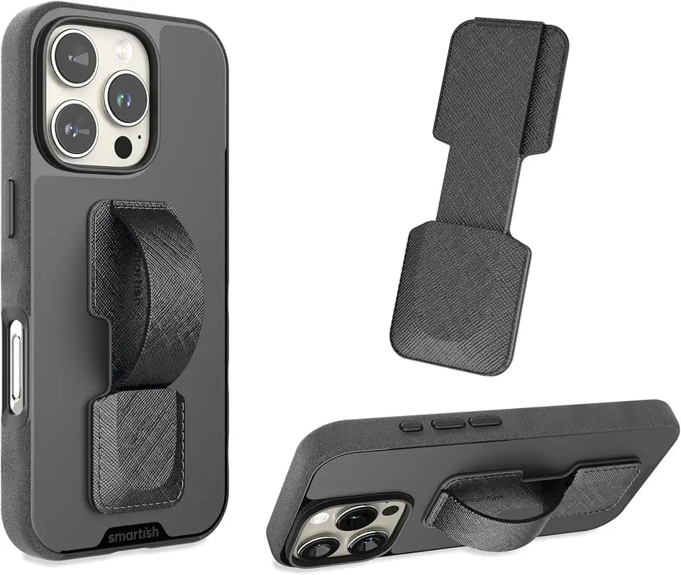 Smartish Phone Grip Loop with Kickstand, Prop Tart, Adhesive Strap, Black