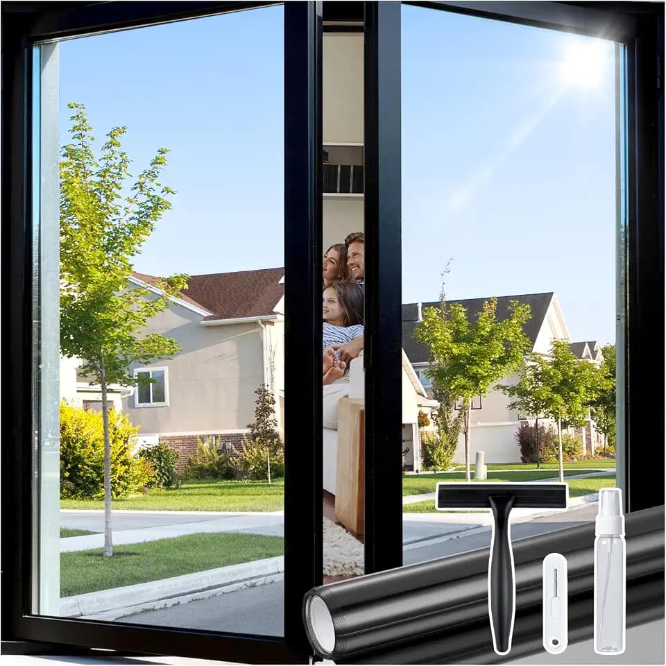 rabbitgoo Window Tint, One Way Privacy Film, Black Silver, 35.4" x 78.7"