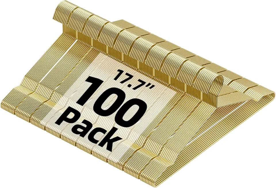 SPECILITE 100 Pack 17.7'' Gold Metal Wire Hangers with Notches for Adults