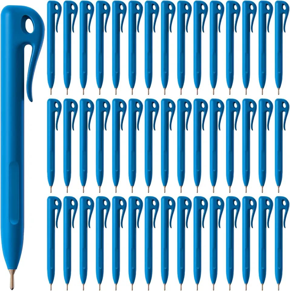 Tenceur 100 Pcs Metal Detectable Pens Standard Blue Ink Pen with Pocket Clip Lanyard Attachment Metal Retractable Ballpoint Bulk for Office Food Production Workshop Writing (Integrated Design)